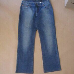 DKNY Jeans Womens Blue Denim Mid-Rise Straight-Leg Jeans Sz 14 DRK Wash